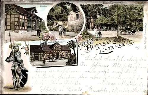 Litho Lichtenberg Salzgitter in Niedersachsen, Burgberg, Wirtschaft, Pavillon