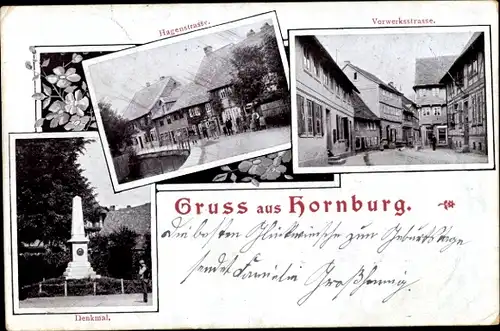 Ak Hornburg Schladen Werla in Niedersachsen, Hagenstraße, Vorwerkstraße, Denkmal