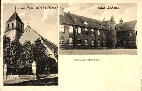 Ak Misburg Hannover, Herz-Jesu-Kirche, Katholische Schule