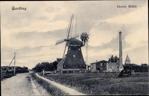 Ak Garding in Nordfriesland, Herren-Mühle, Schornstein