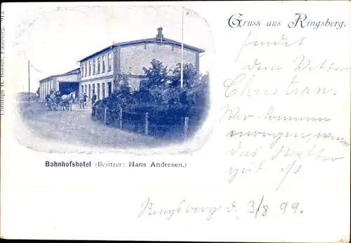 Ak Ringsberg in Schleswig Holstein, Bahnhofshotel