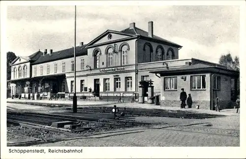 Ak Schöppenstedt in Niedersachsen, Reichsbahnhof, Gleisansicht