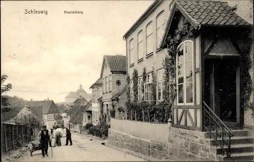 Ak Schleswig an der Schlei, Hesterberg, Straßenpartie