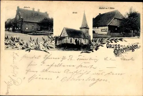 Ak Otternhagen Neustadt am Rübenberge, Schule, Kirche, Gasthof
