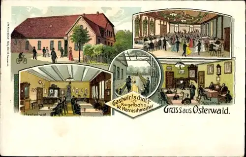 Litho Osterwald Garbsen in Niedersachsen, Gastwirtschaft, Kegelbahn