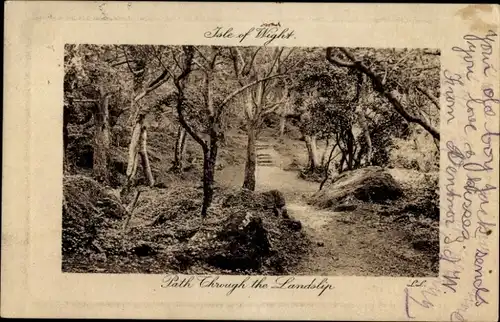 Ak Isle of Wight England, Pfad durch den Erdrutsch