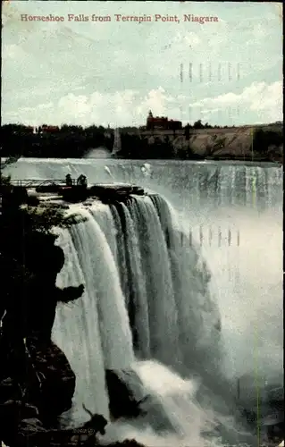 Ak Niagara Falls New York USA, Horseshoe Falls vom Terrapin Point