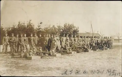 Foto Ak Deutsche Soldaten in Uniformen, Maschinengewehr, Kaiserzeit