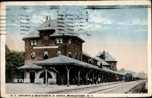 Ak Middletown New York USA, Blick auf den Bahnhof
