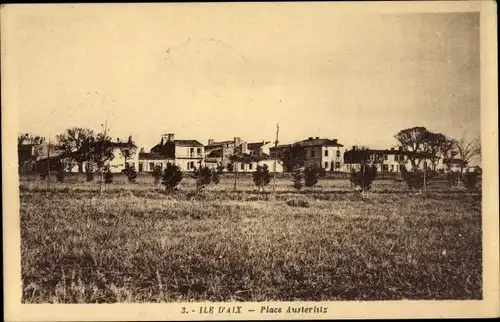 Ak Ile d'Aix Charente Maritime, Place Austerlitz, Wohnhäuser der Ortschaft