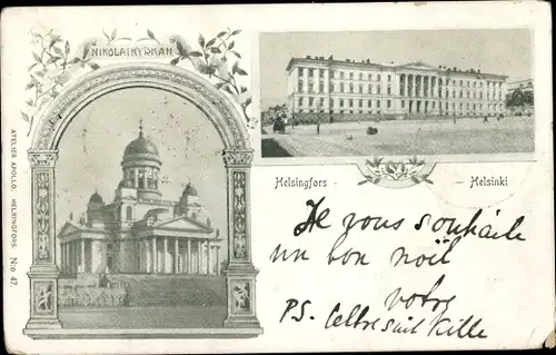 Ak Helsinki Helsingfors Finnland, Nikolaikirche, Gebäude