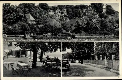 Ak Volksen Einbeck in Niedersachsen, Gasthaus Die Clus v. Ulrich Ossenkop, Garten, Straßenansicht