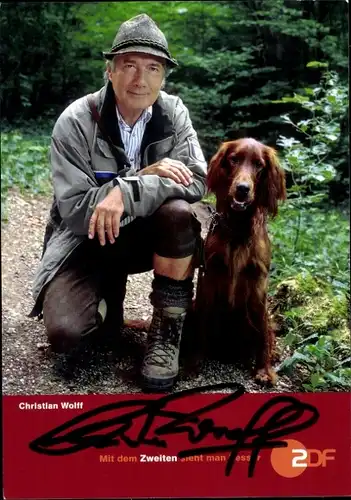 Ak Schauspieler Christian Wolf, Portrait, Autogramm, Hund