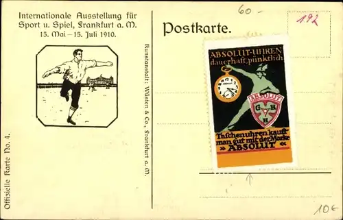 Ak Frankfurt am Main, Internationale Ausstellung für Sport und Spiel 1910, Ausstellungshalle