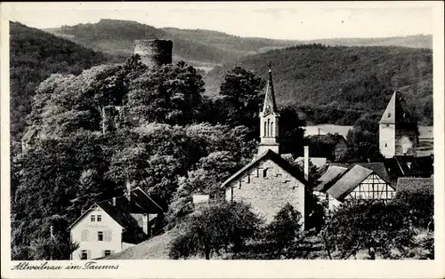 Ak Altweilnau Weilrod im Taunus, Teilansicht, Kirche, Turm