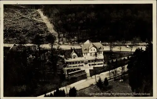 Ak Sandplacken Oberursel im Taunus Hessen, Waldrestaurant, Fliegeraufnahme
