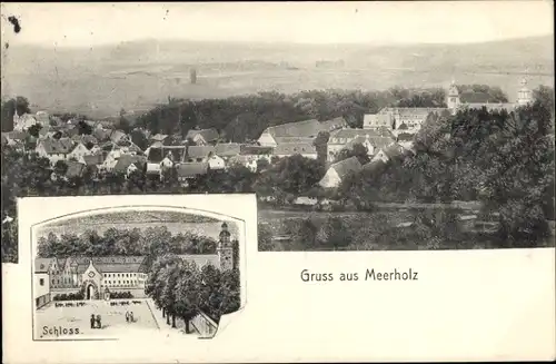 Ak Meerholz Gelnhausen in Hessen, Gesamtansicht, Schloss