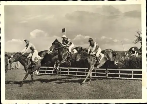 Ak Pferderennsport, Pferde überspringen Hindernis, Großer Preis von Wien 1943