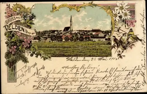 Passepartout Litho Velden an der Vils Niederbayern, Gesamtansicht