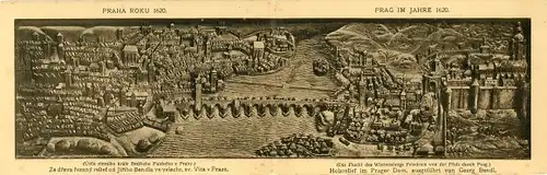 Klapp Ak Praha Prag Tschechien, die Stadt im Jahre 1620, Holzrelief im Veitsdom