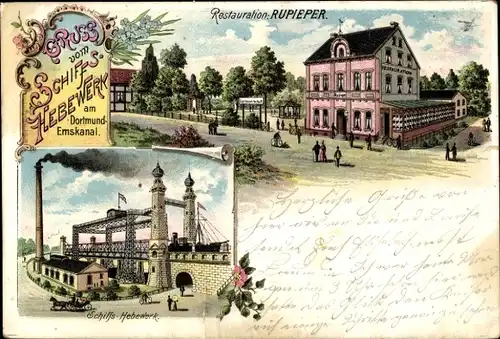 Litho Waltrop im Ruhrgebiet, Restauration Rupieper, Schiffshebewerk