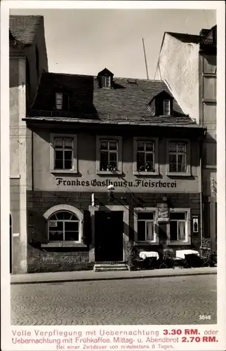 Ak Bad Lobenstein in Thüringen, Gasthaus und Fleischerei Franke, Markt