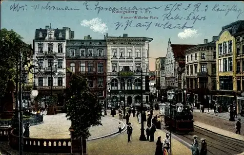 Ak Kaliningrad Königsberg Ostpreußen, Kaiser-Wilhelm-Platz, Straßenbahn