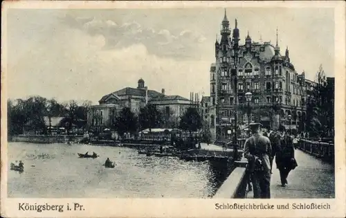 Ak Kaliningrad Königsberg Ostpreußen, Schlossteichbrücke, Schlossteich