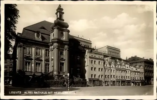 Ak Legnica Liegnitz Schlesien, Altes Rathaus, Heringsbuden