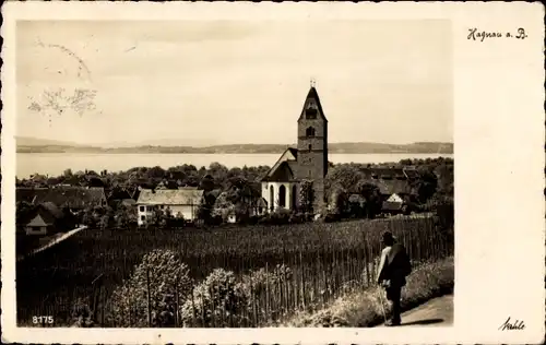 Ak Hagnau am Bodensee, Kirche, Weinberg, Häuser