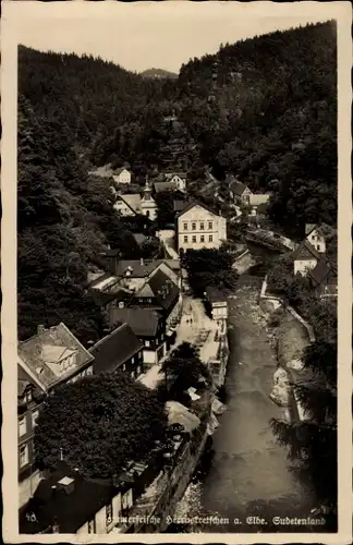 Ak Hřensko Herrnskretschen Elbe Region Aussig, Gesamtansicht