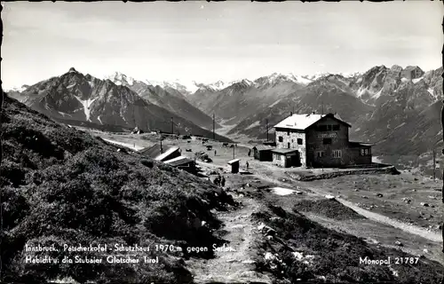 Ak Innsbruck Tirol, Patscherkofel, Schutzhaus, Habicht und Stubaier Gletscher