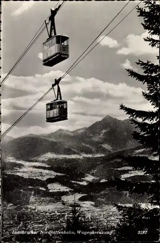 Ak Innsbruck in Tirol, Nordkettenbahn, Wagenkreuzung