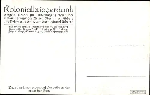 Künstler Ak von Baumgarten, E., Deutsches U Boot auf Patrouille, Englische Küste, Kaiserliche Marine