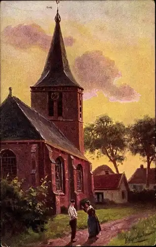 Künstler Ak Gerstenhauer, Johann Georg, niederländisches Motiv, Kirche