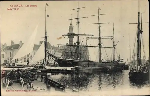Ak Ostende Ostende Westflandern, Les Bassins