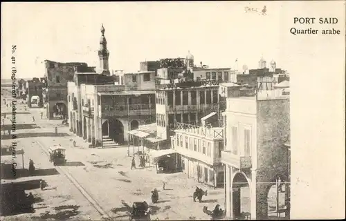 Ak Port Said Ägypten, arabisches Quartier