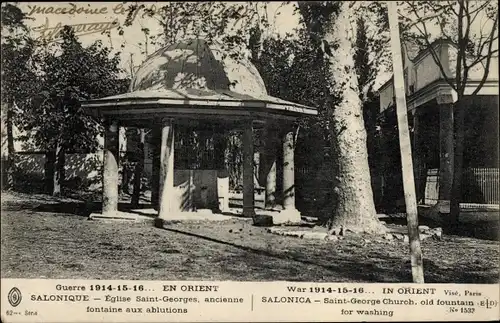 Ak Thessaloniki Griechenland, Kirche St. Georg, Brunnen