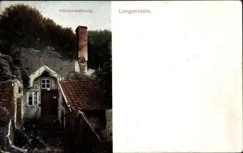 Ak Langenstein Halberstadt im Harz, Höhlenwohnung