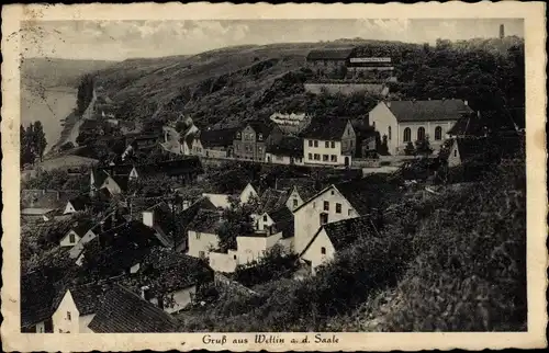 Ak Wettin an der Saale, Teilansicht, Hotel Kleiner Schweizerling