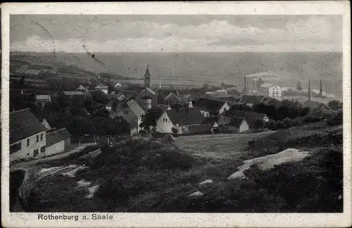 Ak Rothenburg an der Saale Wettin Löbejün, Panorama vom Ort