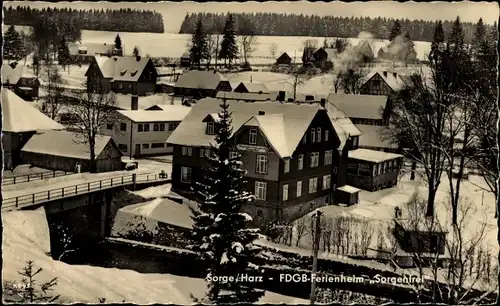 Ak Sorge Oberharz am Brocken, FDGB Ferienheim Sorgenfrei im Winter