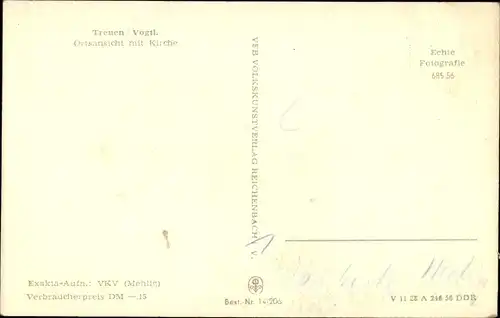 Ak Treuen im Vogtland, Ortsansicht, Kirche