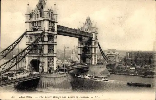 AK London City England, Tower Bridge und Tower of London