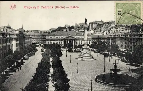 Ak Lisboa Lissabon Portugal, Praca de D. Pedro IV (Rocio)