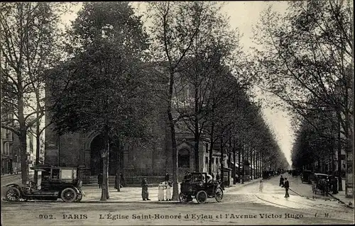 Ak Paris XVI Passy, Avenue Victor Hugo, Kirche Saint Honore d’Eylau