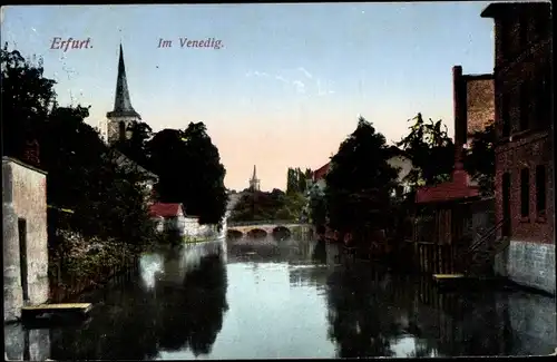 Ak Erfurt in Thüringen, Im Venedig, Brücke