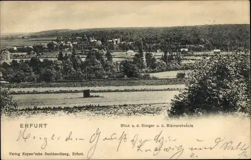 Ak Erfurt in Thüringen, Panorama, Steiger, Bismarcksäule