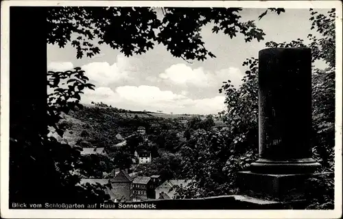 Ak Rudolstadt in Thüringen, Blick vom Schlossgarten auf Haus Sonnenblick