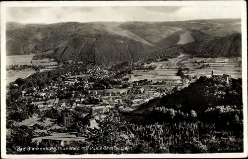 Ak Bad Blankenburg in Thüringen, Panorama, Ruine Burg Greifenstein